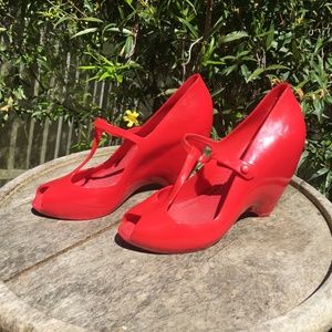 Melissa Red High Heels Size 8